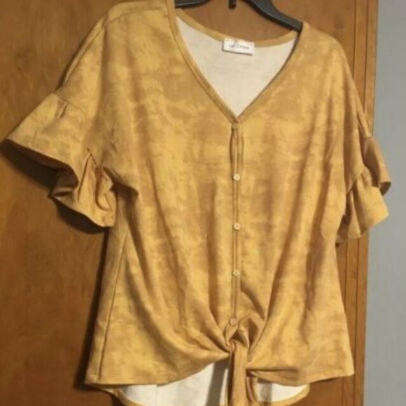 CES FEMME TIE-DYE BUTTON TIE FRONT TOP XL-EUC - Picture 6 of 8